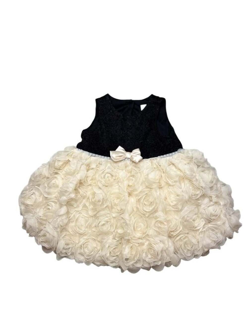 Nannette Dress Size 18M Black Glitter Cream Floral Tulle Bow Party